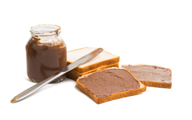 toast with chocolate paste isolated