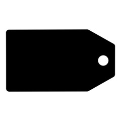 A black and white silhouette of a price tag