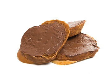 toast with chocolate paste isolated