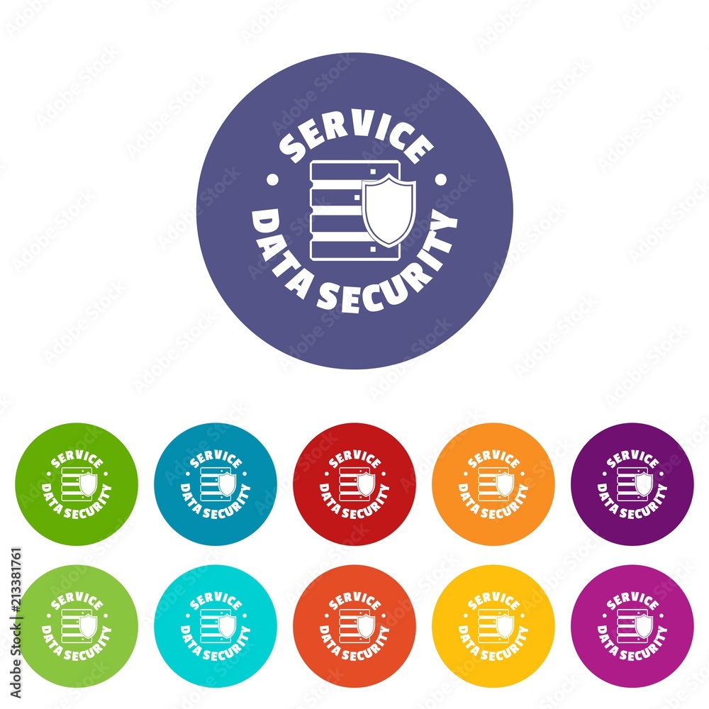 Poster service data security icons color set vector for any web design on white background
