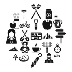 Family barbecue icons set. Simple set of 25 family barbecue vector icons for web isolated on white background
