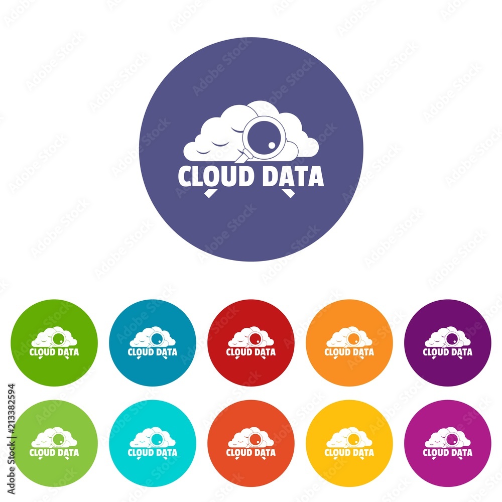 Poster cloud data icons color set vector for any web design on white background