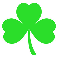 A green silhouette of a three leaf clover