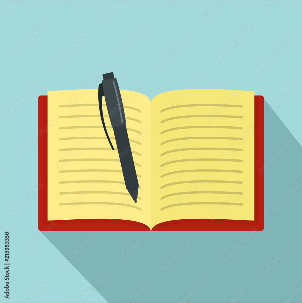 Poster open notebook icon. flat illustration of open notebook vector icon for web design