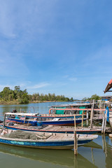 Traditional wooden boat in river at Chanthaburi, Thailand