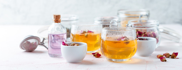 Mix of healthy herbal tea