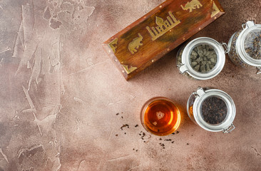 Glass cup of hot tea