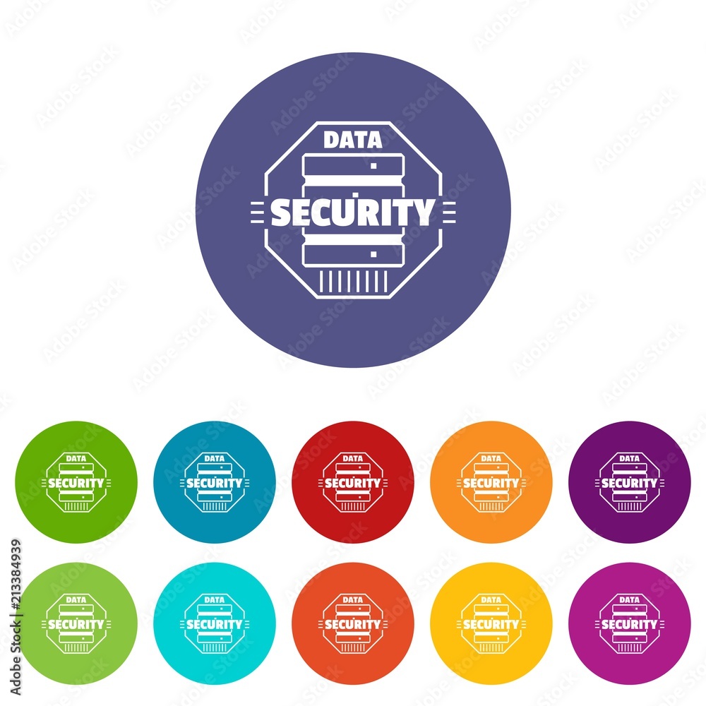 Poster personal data security icons color set vector for any web design on white background