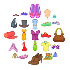 Stylish clothes icons set. Cartoon set of 25 stylish clothes vector icons for web isolated on white background