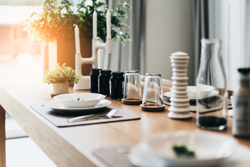 beautiful dining table set with natural light