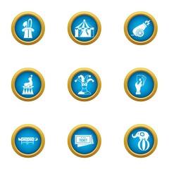Circus celebration icons set. Flat set of 9 circus celebration vector icons for web isolated on white background