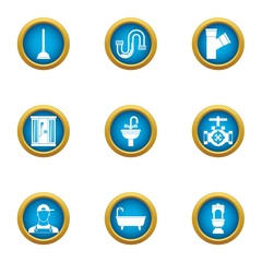 Kitchen renovation icons set. Flat set of 9 kitchen renovation vector icons for web isolated on white background