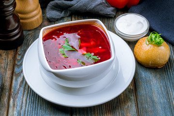 Borscht with sour cream