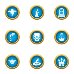 Spell icons set. Flat set of 9 spell vector icons for web isolated on white background