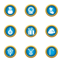 Xmas spirit icons set. Flat set of 9 xmas spirit vector icons for web isolated on white background