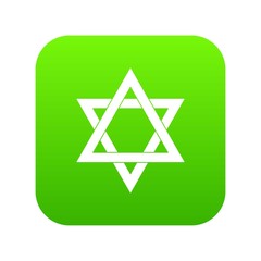 Star of David icon digital green for any design isolated on white vector illustration