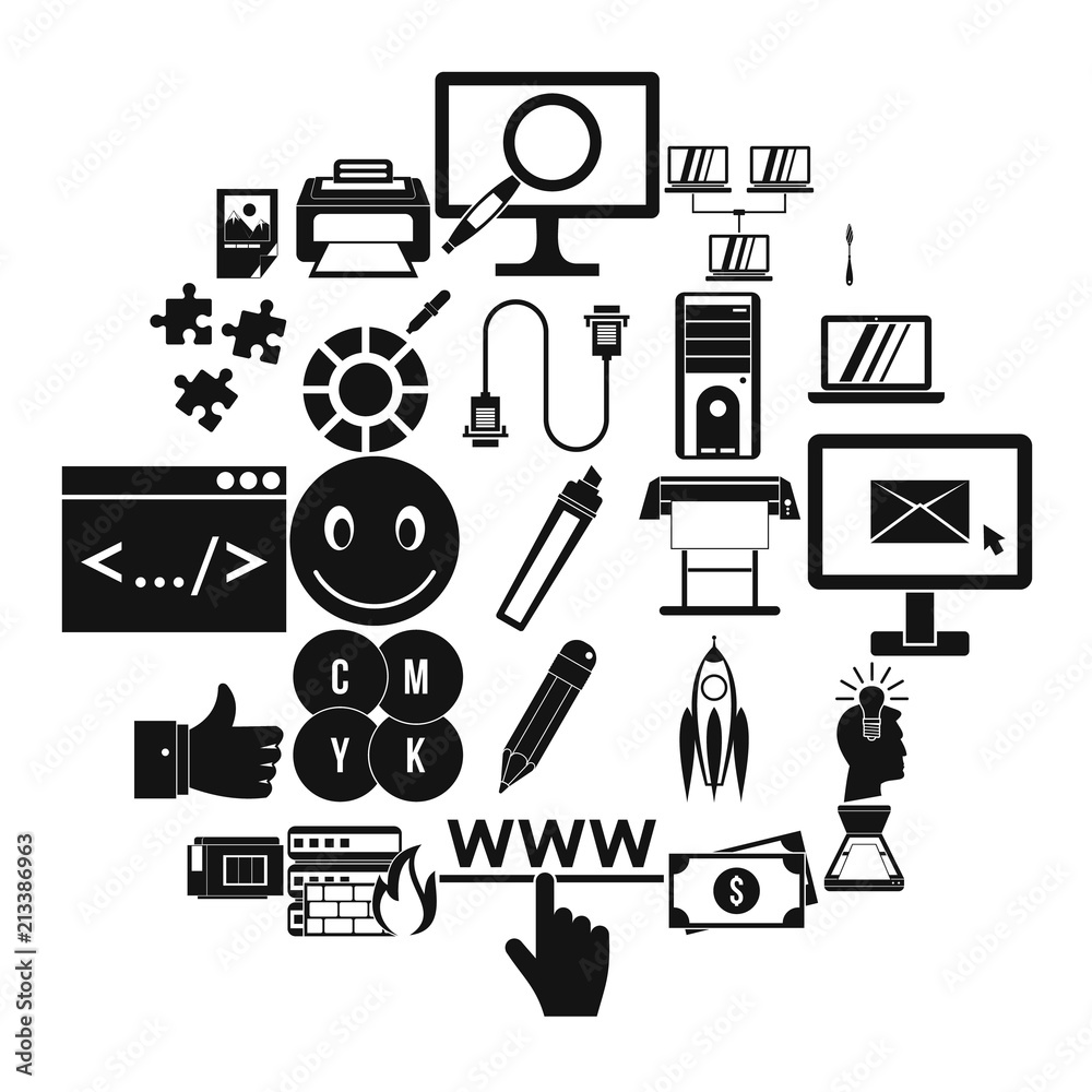 Poster electronic computer icons set. simple set of 25 electronic computer vector icons for web isolated on