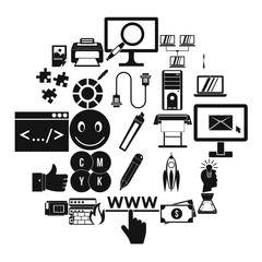 Electronic computer icons set. Simple set of 25 electronic computer vector icons for web isolated on white background