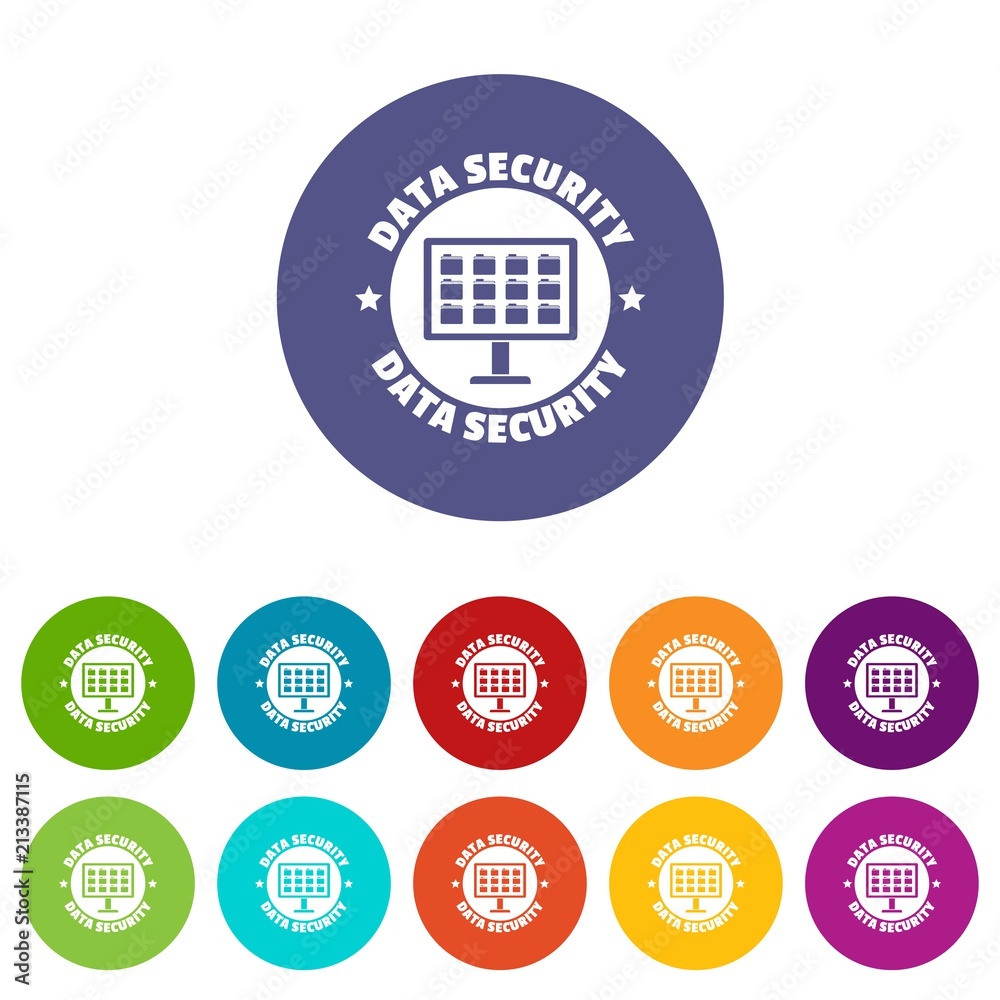 Poster pc data security icons color set vector for any web design on white background