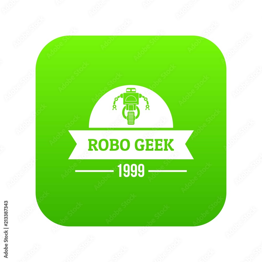 Wall mural robotic geek icon green vector isolated on white background