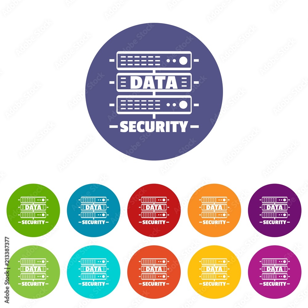 Poster Server data security icons color set vector for any web design on white background