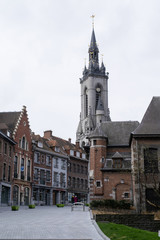 Fototapeta na wymiar Buildings of the Old Town below the historic Belfry in Tournai, Belgium