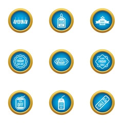 Discount time icons set. Flat set of 9 discount time vector icons for web isolated on white background