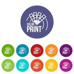 Color print icons color set vector for any web design on white background