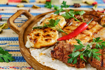 tasty grilled meat and cheese