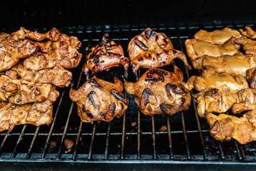 marinated quail on the grill