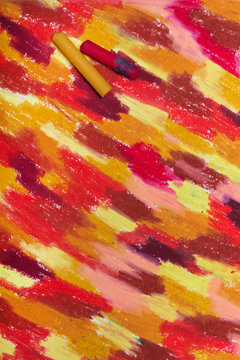 Photo of hand drawing. Colorful texture for background. Oil pastel drawing
