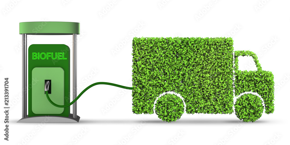 Wall mural Delivery van powered by biofuel - 3d rendering