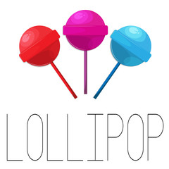 Vector lollipop illustration. Ombre candies yellow red caramel d