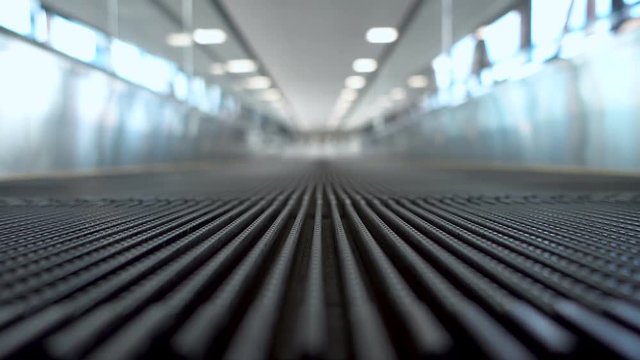 Moving escalator close-up