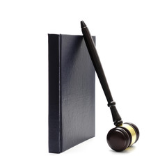 law theme, mallet of the judge, justice scale, hourglass, book
