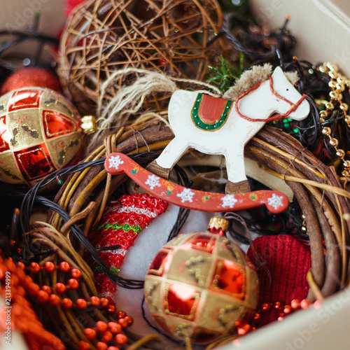 a cardboard box with christmas toys for for decorating christmas tree concept of christmas and - Cardboard Box Christmas Decorations a cardboard box with christmas toys for for decorating christmas tree concept of christmas and - Cardboard Box Christmas Decorations