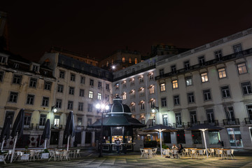 Fototapeta na wymiar Praca do Municipio square at night in Lisbon