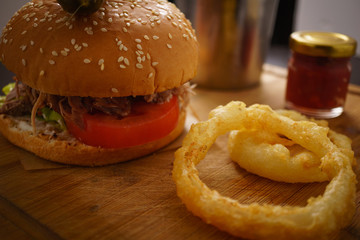 Pulled Pork Burger and Fries