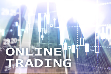 Fototapeta premium Online trading, FOREX, Investment concept on blurred business center background.