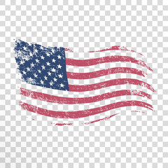 Naklejka premium American flag in grunge style on transparent background.
