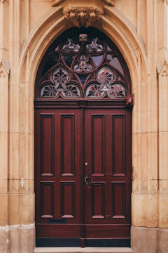 Wooden old door in Prague