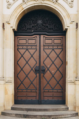 Antique steel old door in Prague