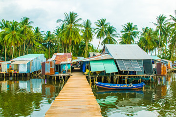Fototapeta na wymiar Houses in traditional fishing floating village, Phu Quoc Island, Vietnam