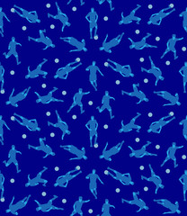 Seamless blue background with football players