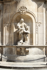 Column of Holy Trinity, Namesti Miru, Jindrichuv Hradec, Czech republic - statue of saint Anna with  Virgin Mary. 
