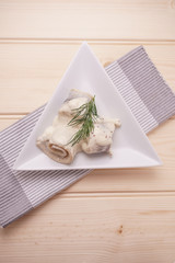 Pickled Roll Mop Herring in a Dill Sauce