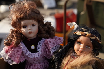 Old collectible antique vintage doll found at a flea market