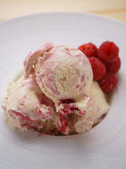 Raspberry Ice-cream with Fresh Scottish Raspberries