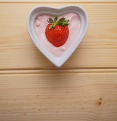 Strawberry Yoghurt In A Heart Shaped Ramekin