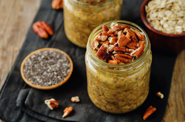 Pumpkin Chia seeds overnight oats with pecans
